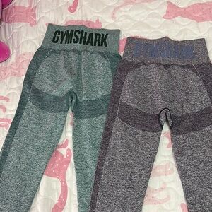 Gymshark Leggings Green and Gray Seamless Athletic Wear